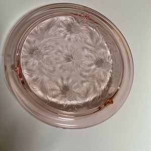 Cranberry glass cake plate